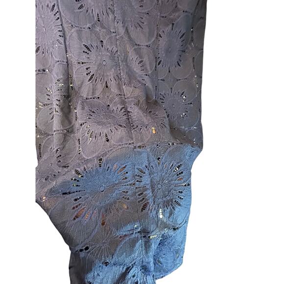 Trina Turk Short Sleeved Illusion Indigo Dress - Size 8 - Picture 11 of 12